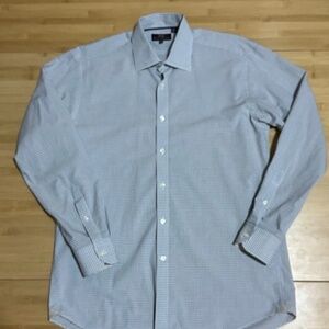 Hickey Freeman Mahogany Collection Check Dress Shirt Medium Italy Retail $295